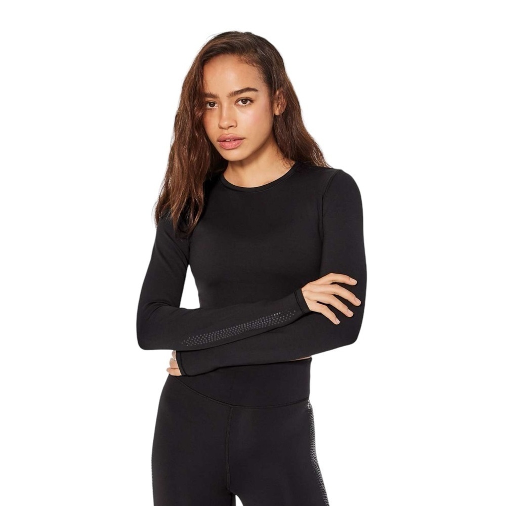 Lululemon Plank To Pike Long Sleeve Crop Top (Everlux) Sz 4 Black